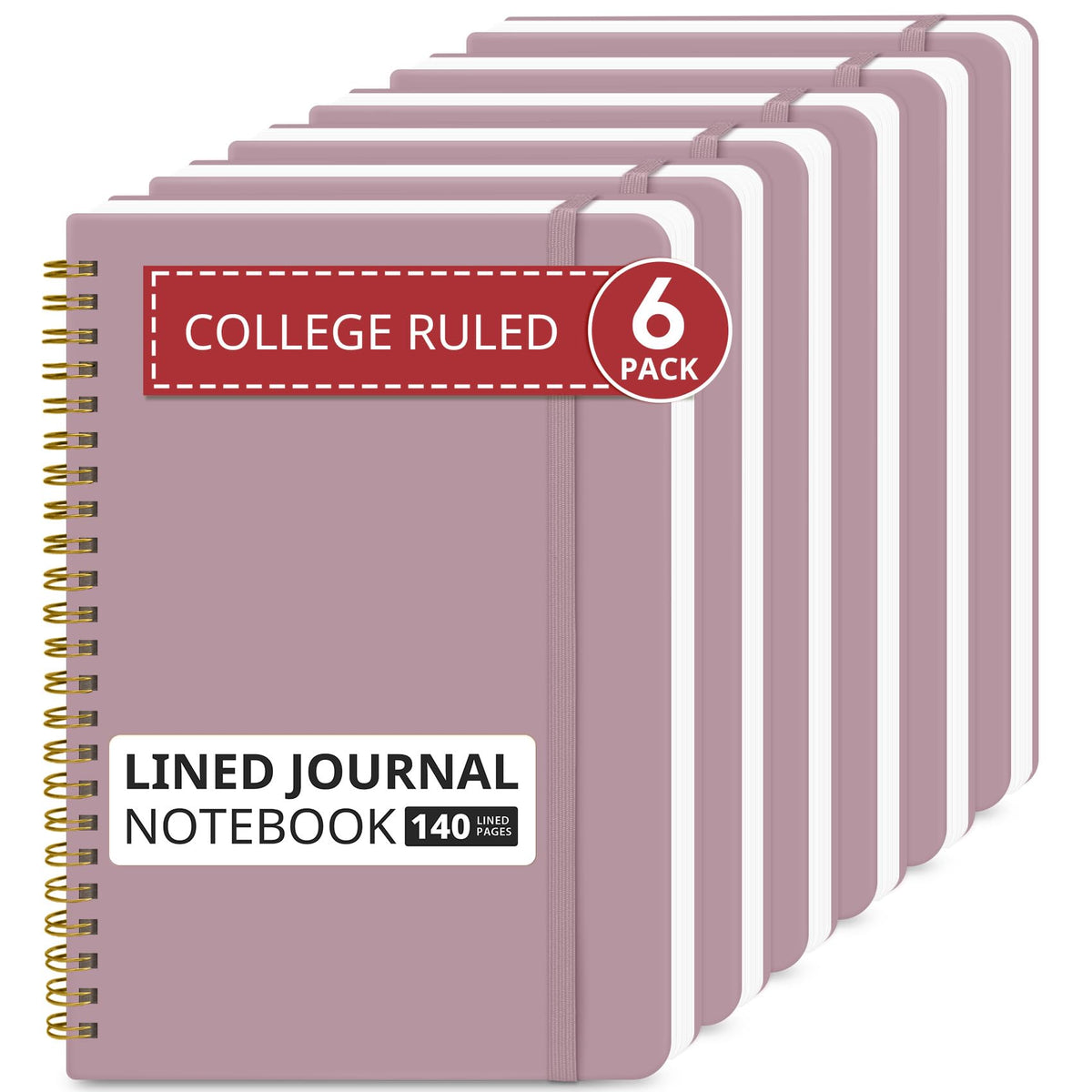 Taja 6 Pack Lined Notebooks for Work Hardcover Spiral Journal for Office
