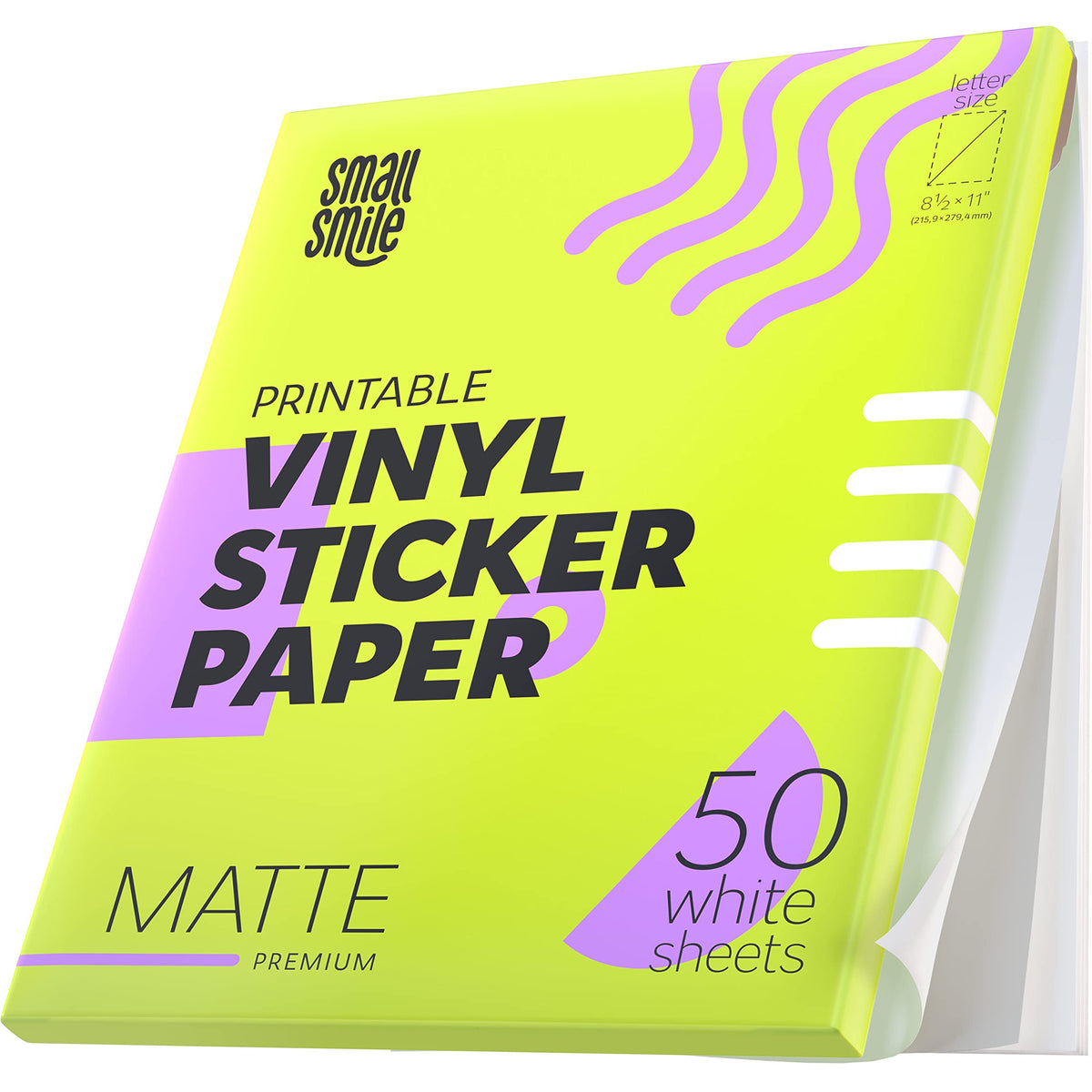Premium Printable Vinyl Sticker Paper for Inkjet Printer and Laser - 20 White Matte Sticker Paper Waterproof - Durability Adhesive Paper 8.5 x 11, Fast Dry, Holds Ink Well, Great for Cutting Machines
