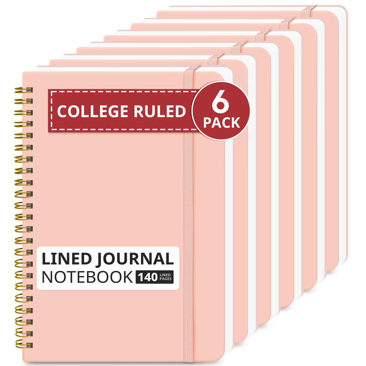 Taja 6 Pack Lined Notebooks for Work Hardcover Spiral Journal for Office