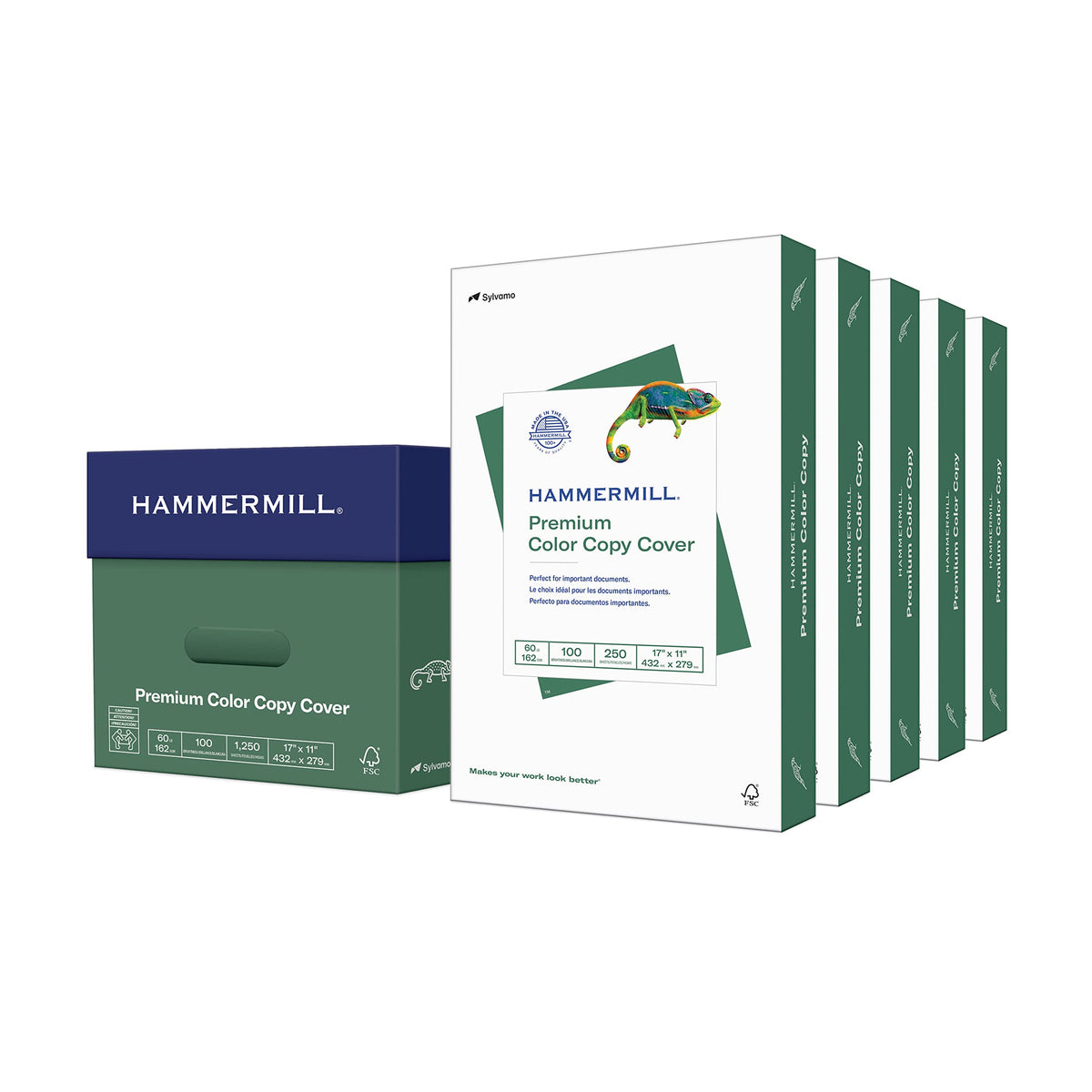 Hammermill Cardstock, Premium Color Copy, 60 lb, 8.5 x 11-100 Bright, Made in the USA Card Stock, 122549R, White - 1 Pack (250 Sheets)