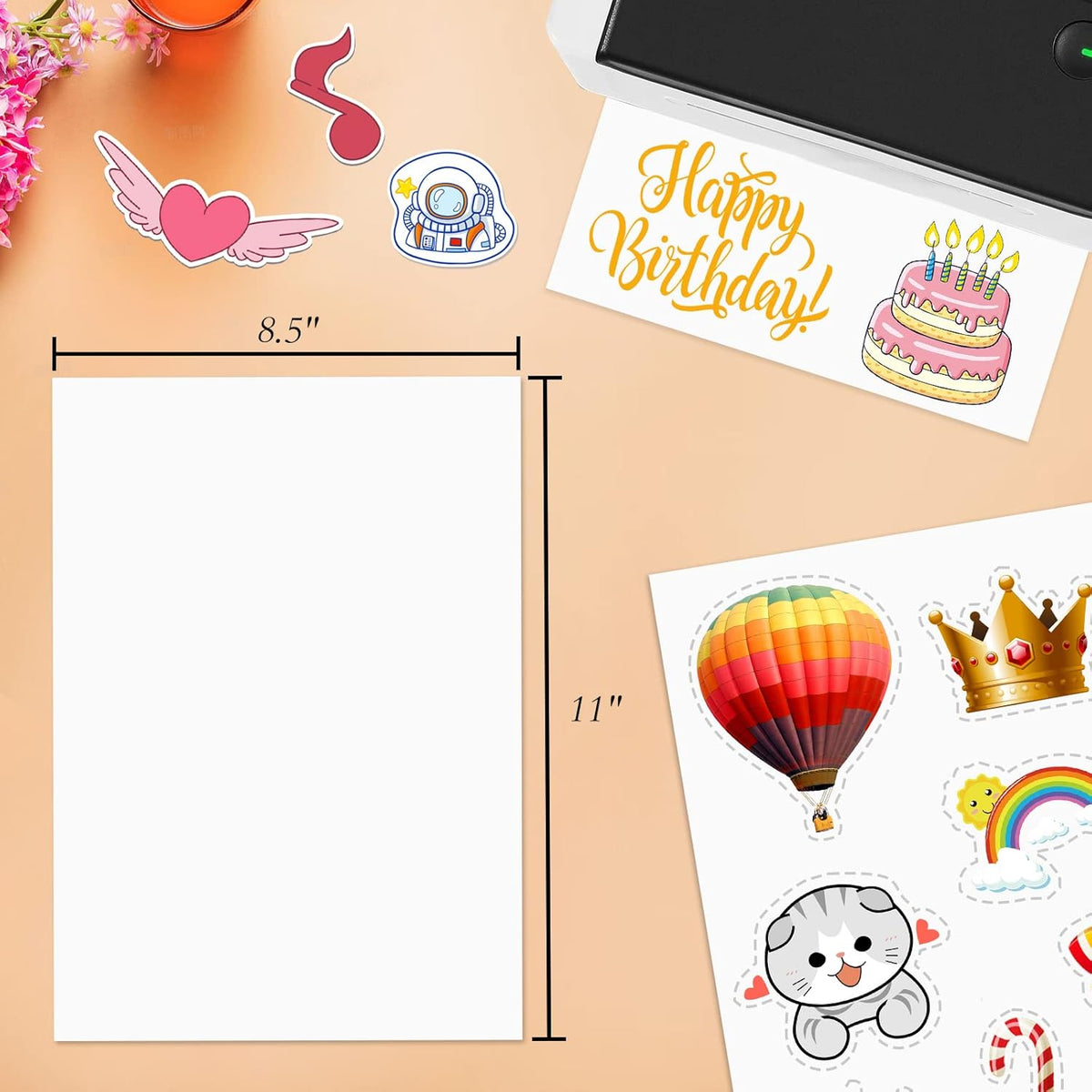 100 Full Sheets Sticker Paper for Laser & Ink Jet Printers, 8.5" x 11" Full Sheet Address Shipping Label, 100 Sheets 100 Labels
