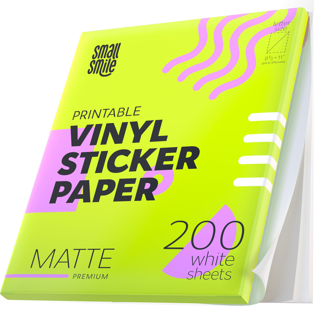 Premium Printable Vinyl Sticker Paper for Inkjet Printer and Laser - 20 White Matte Sticker Paper Waterproof - Durability Adhesive Paper 8.5 x 11, Fast Dry, Holds Ink Well, Great for Cutting Machines