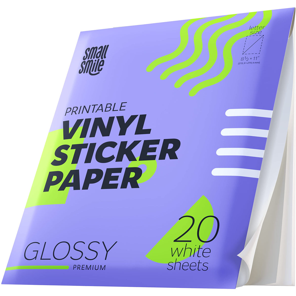 Premium Printable Vinyl Sticker Paper for Inkjet Printer and Laser - 20 White Matte Sticker Paper Waterproof - Durability Adhesive Paper 8.5 x 11, Fast Dry, Holds Ink Well, Great for Cutting Machines