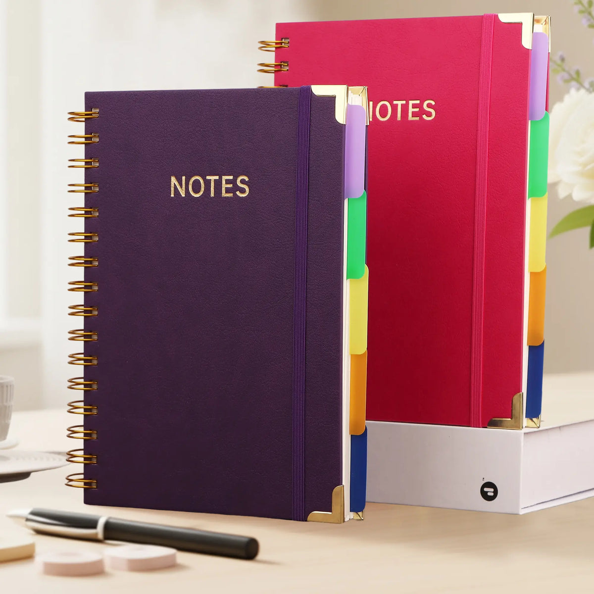 A5 Hardcover Coil Spiral Journal Notebook, 300-Page Multi-Page Notebooks with 100GSM Thick Paper, Retro Style Horizontal Lines, Suitable for School and Work Planning