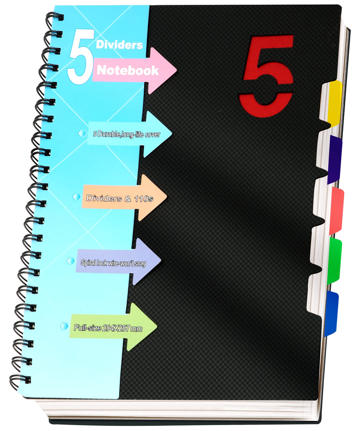 CAGIE 5 Subject Notebook, Small Spiral Notebook with Tabs, 6'' x 8''