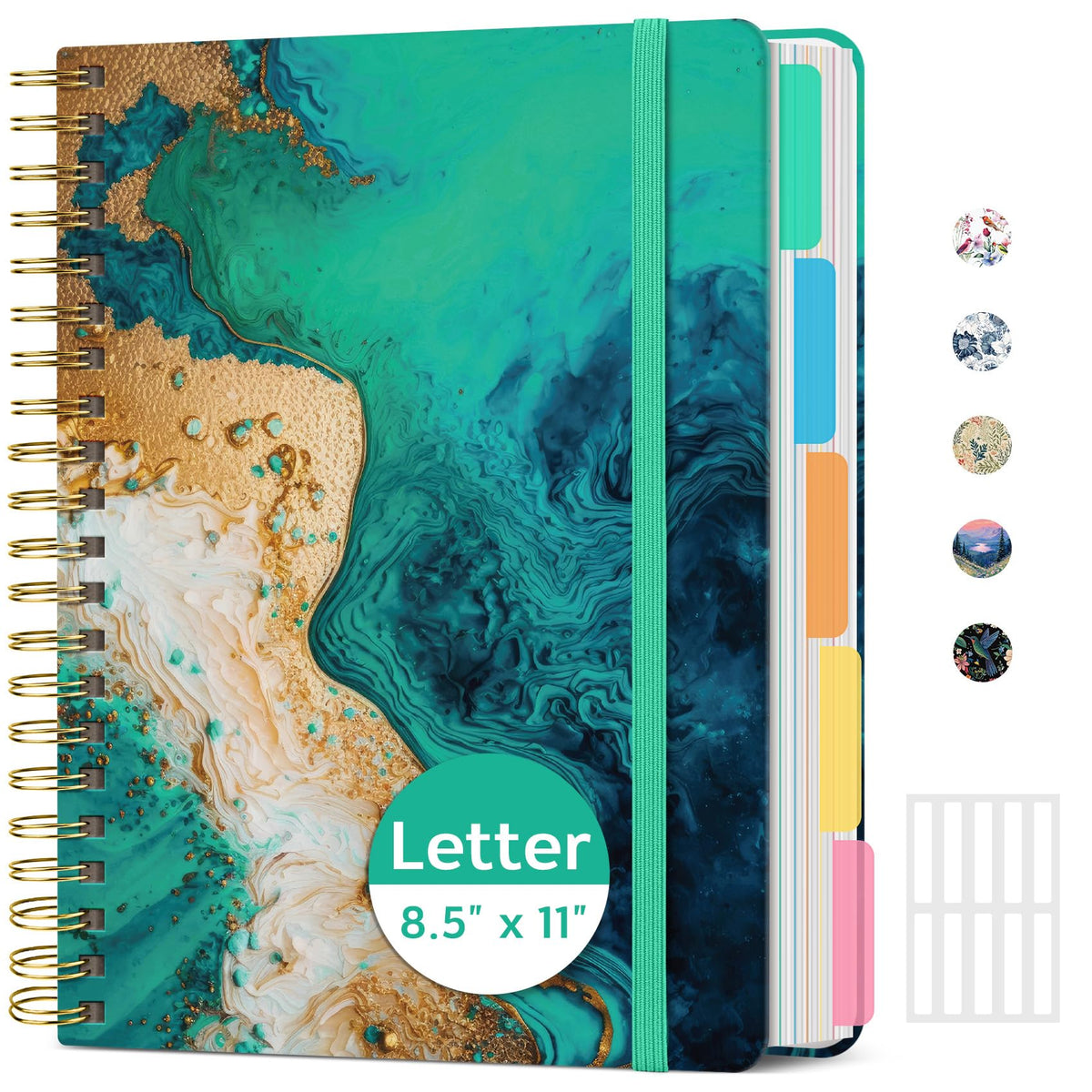 Taja Spiral Notebooks for Work 5 Subject Notebook with Removable Dividers