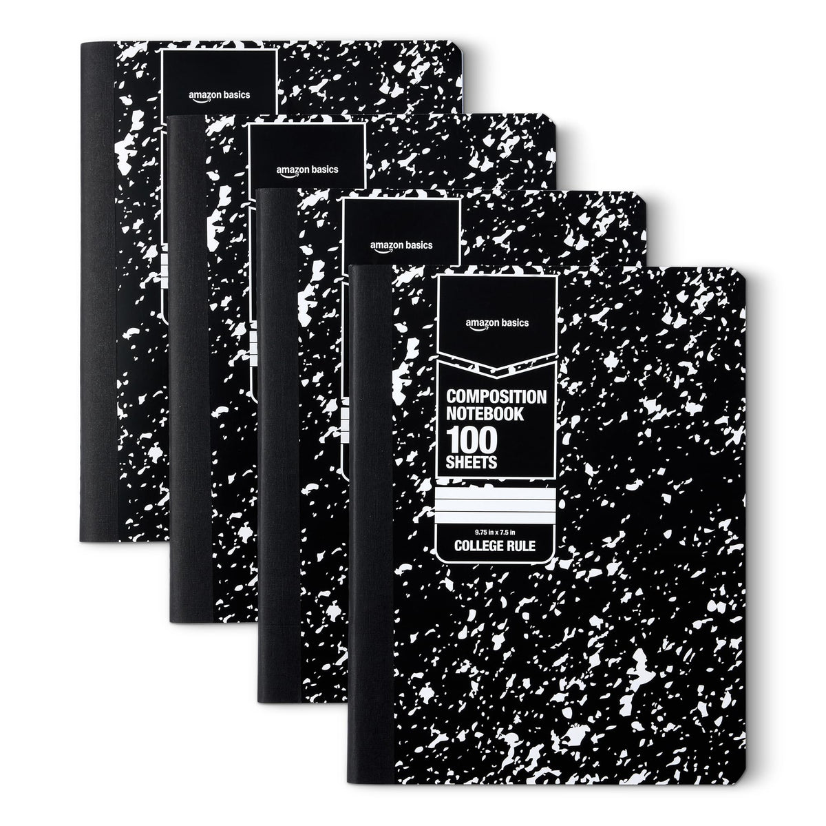 Amazon Basics Composition Notebook, College Ruled, 100 Sheets, 9.75" x 7.5", Assorted Marble Colors, 12-Pack