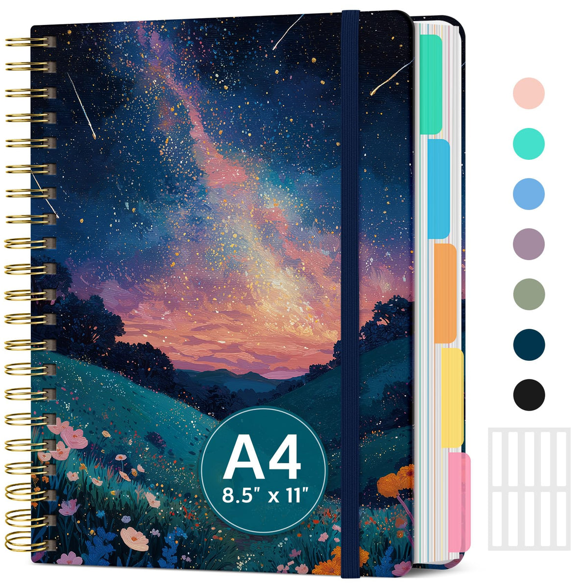 Taja Spiral Notebooks for Work 5 Subject Notebook with Removable Dividers