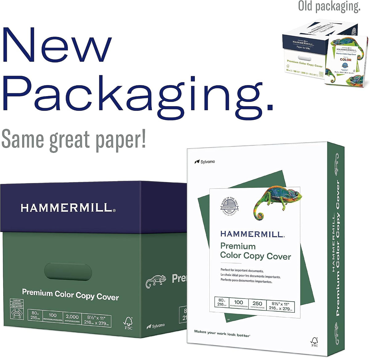 Hammermill Cardstock, Premium Color Copy, 60 lb, 8.5 x 11-100 Bright, Made in the USA Card Stock, 122549R, White - 1 Pack (250 Sheets)