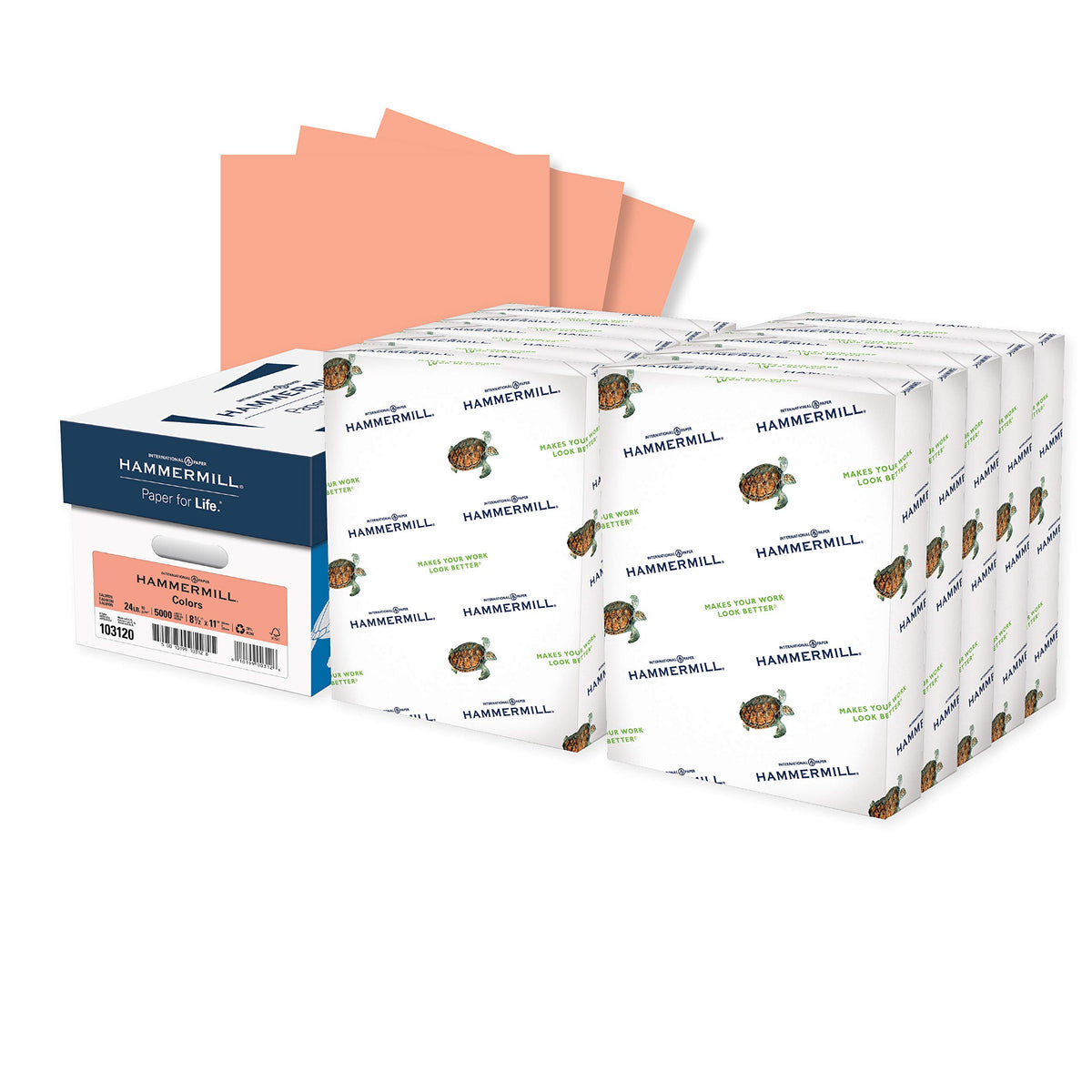 Hammermill Colored Paper, 24 lb Pink Printer Paper, 8.5 x 11-1 Ream (500 Sheets) - Made in the USA, Pastel Paper, 104463R