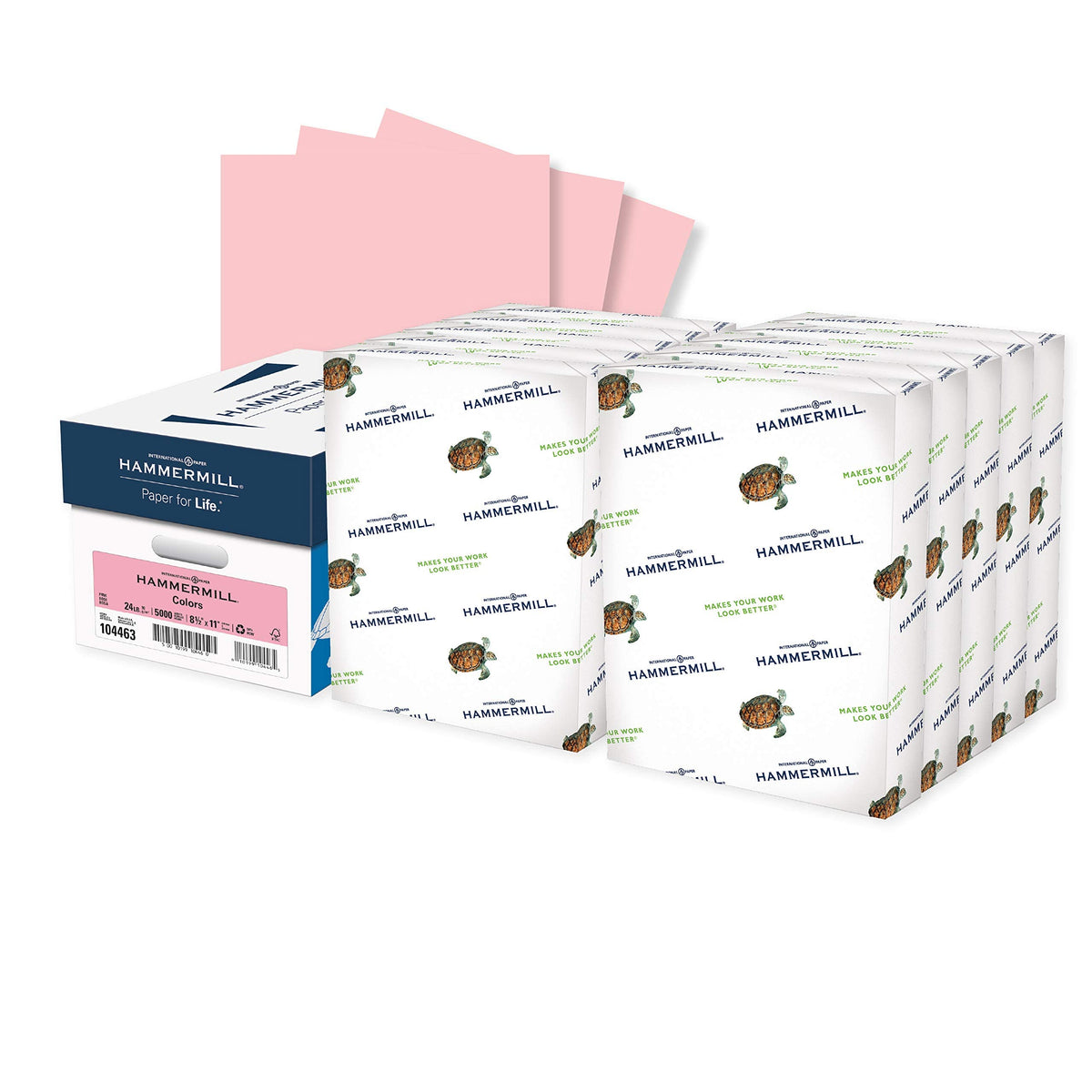 Hammermill Colored Paper, 24 lb Pink Printer Paper, 8.5 x 11-1 Ream (500 Sheets) - Made in the USA, Pastel Paper, 104463R