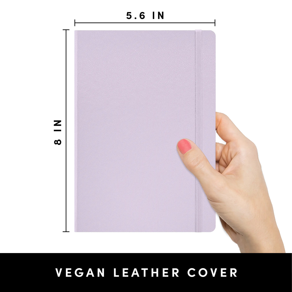 PAPERAGE Thread Bound Dotted Page Hardcover Bullet Journal Notebook - Faux Leather Cover, 100GSM Penready Thick Paper, 160 Pages, 5.6"x8" Portable, Elastic Band, Inner Pocket, Sticker Labels, Blank Journal, Office Stationery for Students
