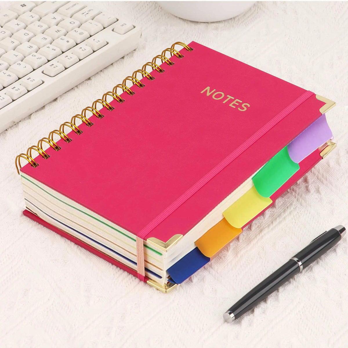 A5 Hardcover Coil Spiral Journal Notebook, 300-Page Multi-Page Notebooks with 100GSM Thick Paper, Retro Style Horizontal Lines, Suitable for School and Work Planning