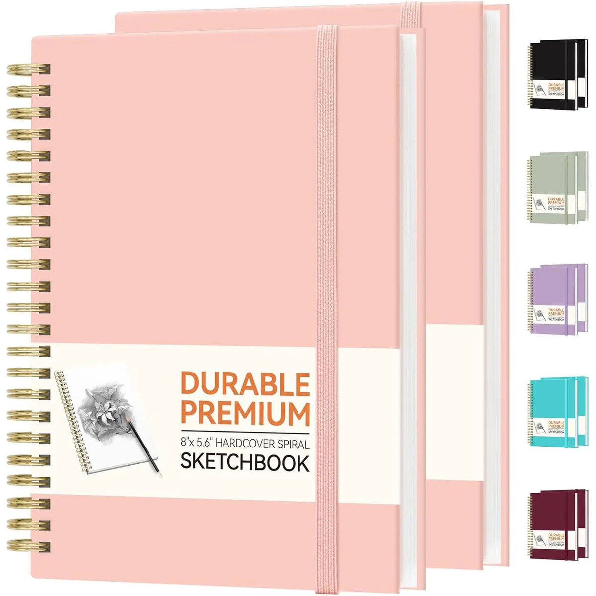 Burgundy Hardcover Spiral Notebooks (2 Count), 5.6”x8” College School Supplies, 100GSM Thick Paper, 100 Pages Each, for Art Students, Scrapbook Makers, Doodling, Office Use