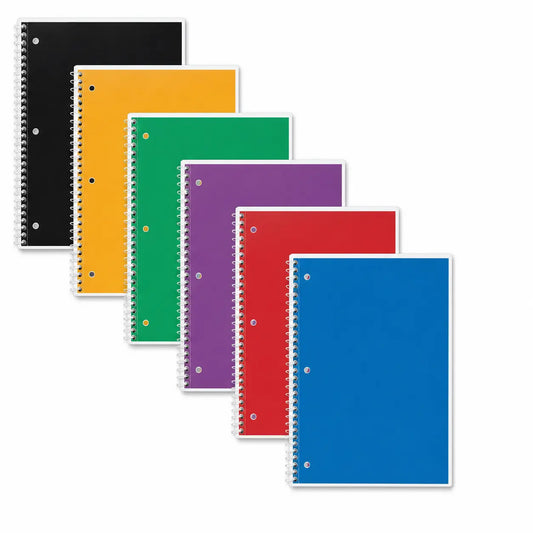 6 Pack 1‑Subject Notebook, College Ruled Paper, 7‑1/2" x 10‑1/2", 70 Sheets Each Notebook, Colors Will Vary for School & Daily Note‑Taking