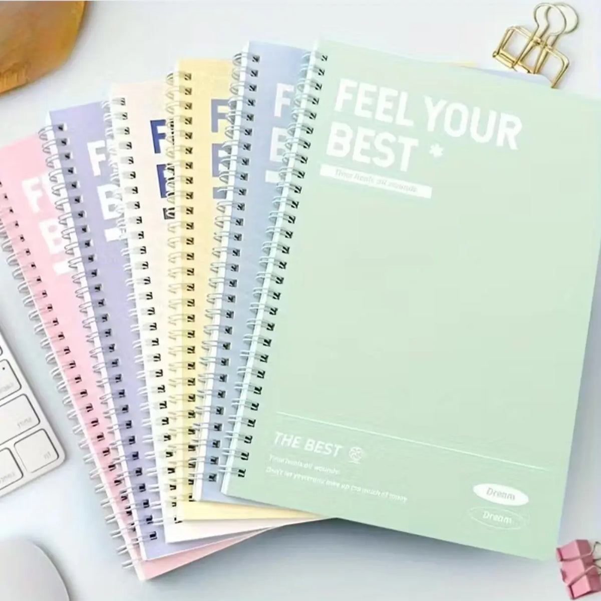 6 Spiral Notebook Set, A5 Lined Journal, Plastic Cover, Durable Paper, Vocabulary Practice Book, Academic Supplies, Stationery Supplies, Studying Essentials